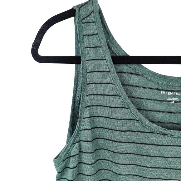 Eileen Fisher Women’s Tank Top Small Size Petite Nori Signature Striped Green - Picture 3 of 5